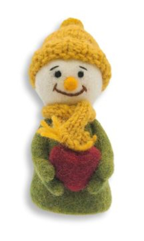 Eierwärmer Schneemann mit Herz Gelb